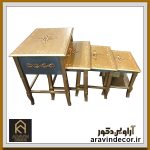 میز عسلی چوبی چهارپارچه لودا
