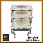 میز عسلی چوبی سه پارچه رز