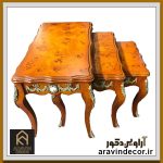 میز عسلی چوبی سه پارچه رز - Image 6