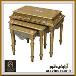 میز عسلی چوبی سه پارچه الیزه