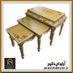 میز عسلی چوبی سه پارچه الیزه - Image 2