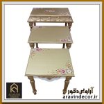میز عسلی چوبی سه پارچه الیزه - Image 5