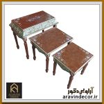 میز عسلی چوبی سه پارچه الیزه - Image 6