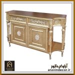 بوفه چوبی منبت کاری شش پایه حصیری - Image 3