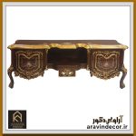 میز تلویزیون چوبی منبت کاری فرانسوی - Image 5