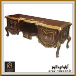 میز تلویزیون چوبی منبت کاری فرانسوی - Image 6