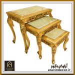 میز عسلی منبت کاری سه پارچه ژولیت - Image 2