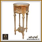 استند چوبی منبت کاری گرد حصیری